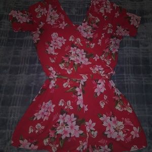 Red Floral Romper